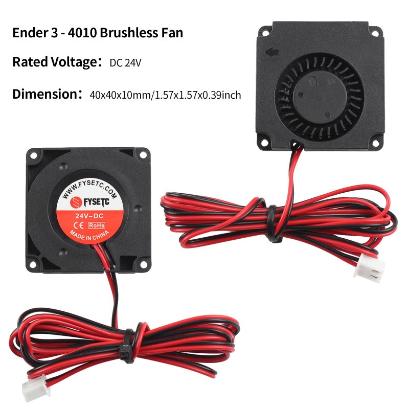 FYSETC 3D Printer Accessory - Ender 3 Fan - 24V 4010 Blower: 2PCS 40x40x10mm Hydraulic Bearing Turbo Fan with 1.2m Cable Easy Install for Ender 3 V2 - Ender-3 Max - Ender 5 Plus Extruder Hot End Part - Image 4